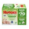 imageHuggies Natural Care Sensitive Baby Wipes Unscented Hypoallergenic 99 Purified Water 24 Soft Packs of 56 1344 Wipes Total64 Count Pack of 17