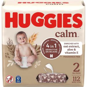 imageHuggies Calm Baby Wipes Unscented Hypoallergenic 10 Push Button Packs 560 Wipes Total56 Count Pack of 2