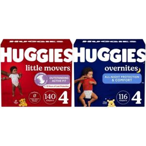 imageHuggies Little Movers ampamp Overnites Bundle Size 4 2237 lbs 256ct 2 packs of 128