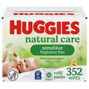 imageHuggies Natural Care Sensitive Baby Wipes Hypoallergenic 99 Purified Water 3 Refill Packs 624 Wipes TotalUnscented
