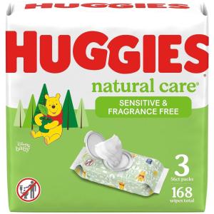 imageHuggies Natural Care Sensitive Baby Wipes Unscented Hypoallergenic 99 Purified Water 24 Soft Packs of 56 1344 Wipes Total56 Count Pack of 3