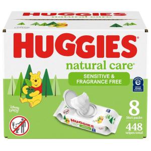 imageHuggies Natural Care Sensitive Baby Wipes Unscented Hypoallergenic 99 Purified Water 24 Soft Packs of 56 1344 Wipes Total56 Count Pack of 8