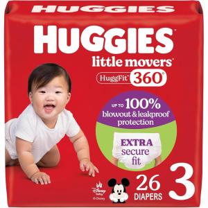 imageHuggies Size 4 Baby Diapers Little Movers HuggFit 360 Baby Diapers with 360 Waistband Size 4 2237 lbs 144 Count 4 Packs of 36 Packaging May VarySize 3