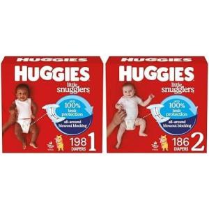 imageBundle of Huggies Little Snugglers Baby Diapers Size 2 1218 lbs 186 Count  Huggies Natural Care Sensitive Baby Wipes Unscented Hypoallergenic 99 Purified Water 12 FlipTop Packs 768 WipesSize 1  Size 2