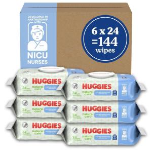 imageHuggies Natural Care Extra Sensitive Baby Wipes Unscented 1 FlipTop Pack 24 Wipes Total24 Count Pack of 6