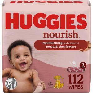 imageHuggies Nourish Scented Diaper Wipes 2 Push Button Packs 112 Wipes TotalWhite